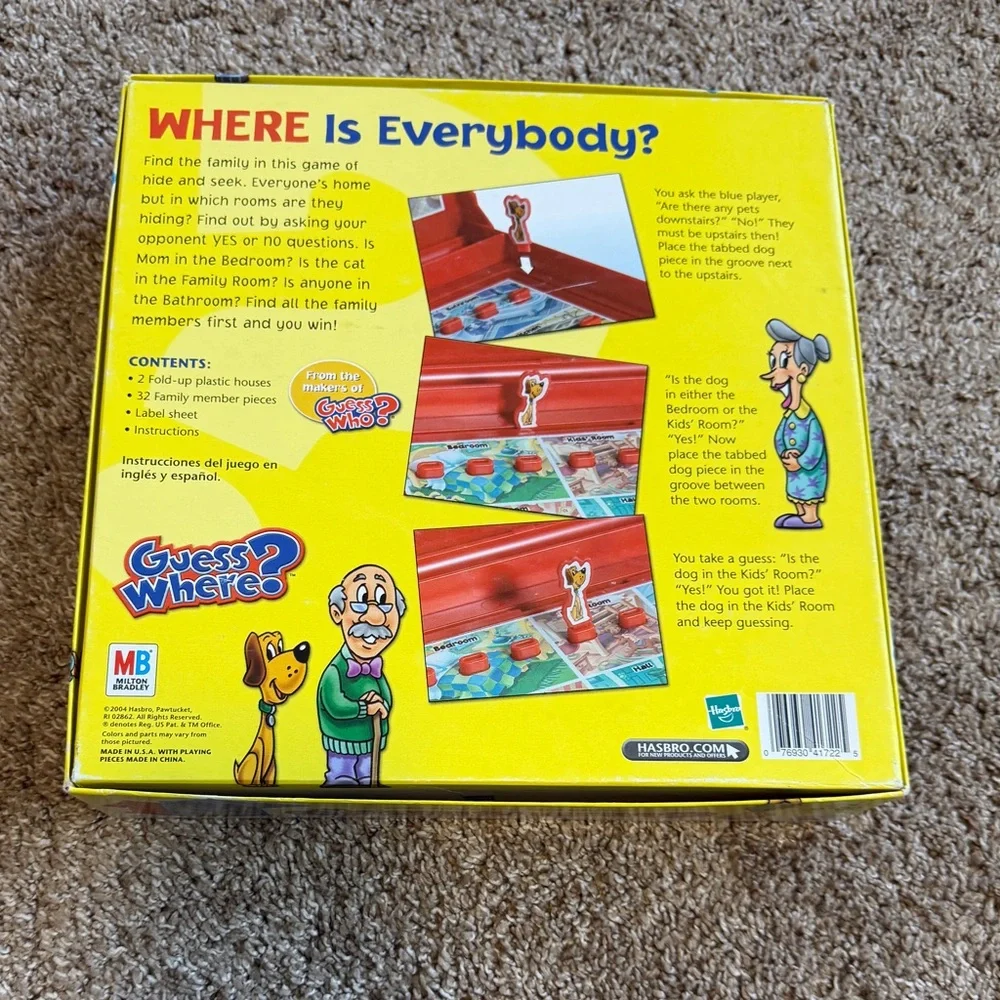 Guess Where? Vintage 2004 Guessing Board Game COMPLETE 2 Players ONE BROKEN PART